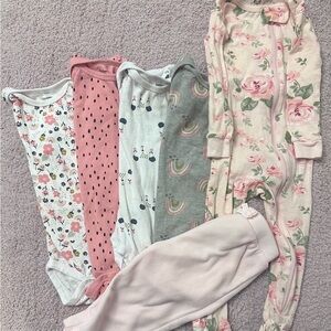 Gerber 12M Baby Girl Bundle Floral Rainbow 6pc